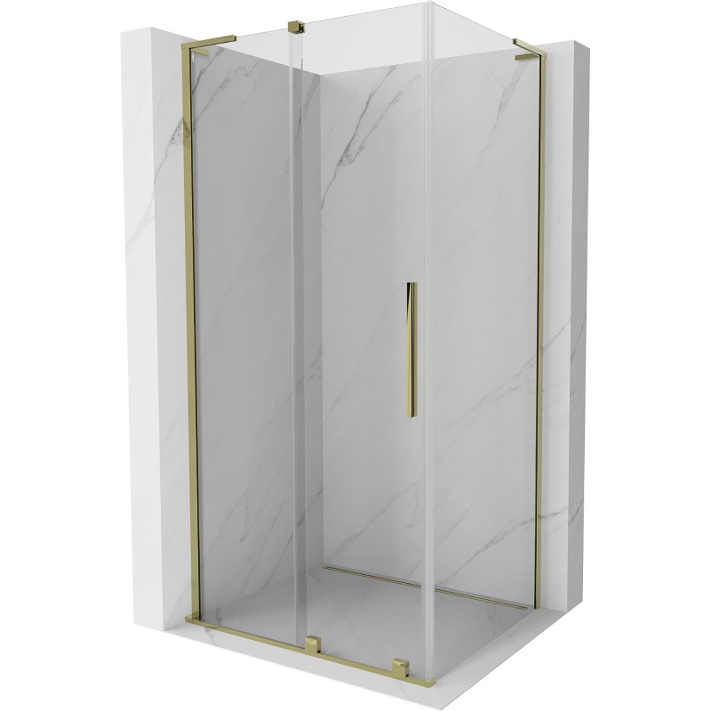MEXEN/S Velar L sprchový kout, posuvné dveře 90 x 110, transparent, zlato 871-090-110-03-50
