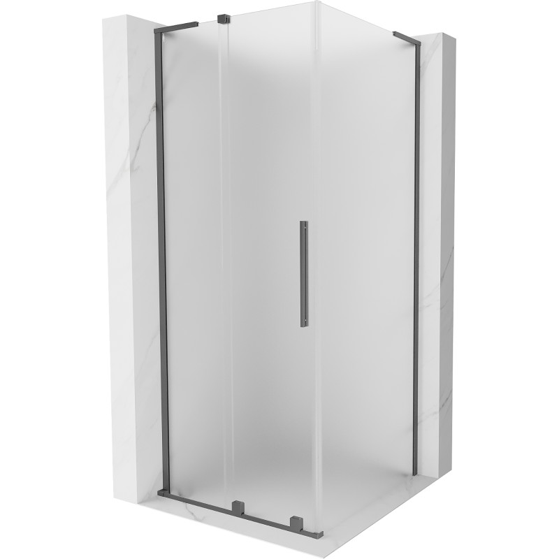 MEXEN/S Velar L sprchový kout, posuvné dveře 90 x 90, dekor, grafit metal 871-090-090-33-95