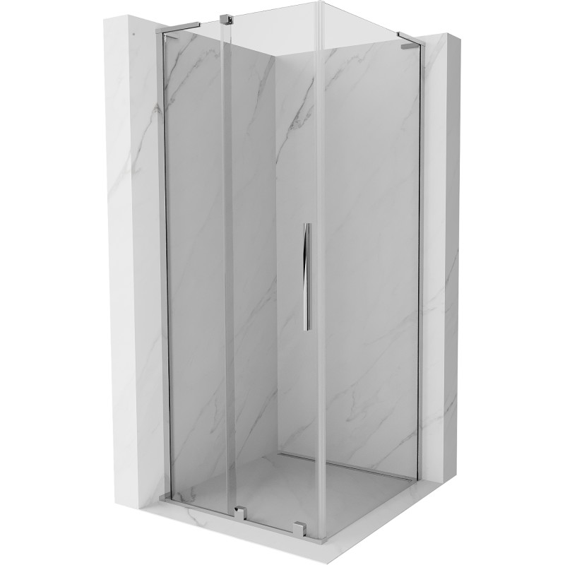 MEXEN/S Velar L sprchový kout, posuvné dveře 90 x 90, transparent, chrom 871-090-090-03-01