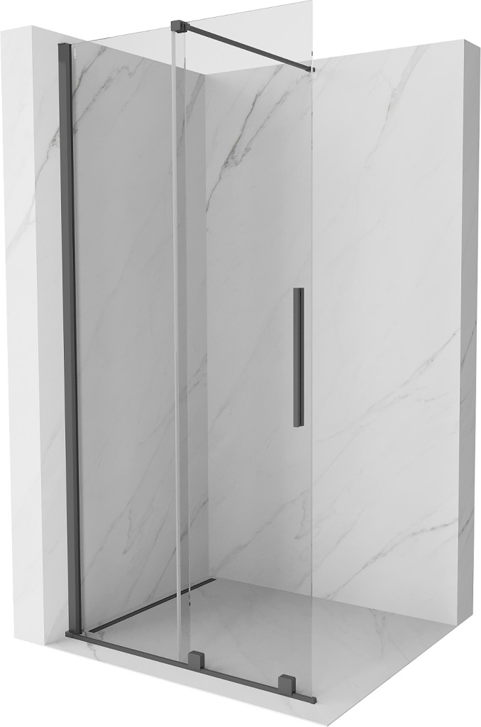 MEXEN/S Velar posuvné sprchové dveře Walk-in 100, transparent, grafit kartáčovaná 871-100-000-03-66
