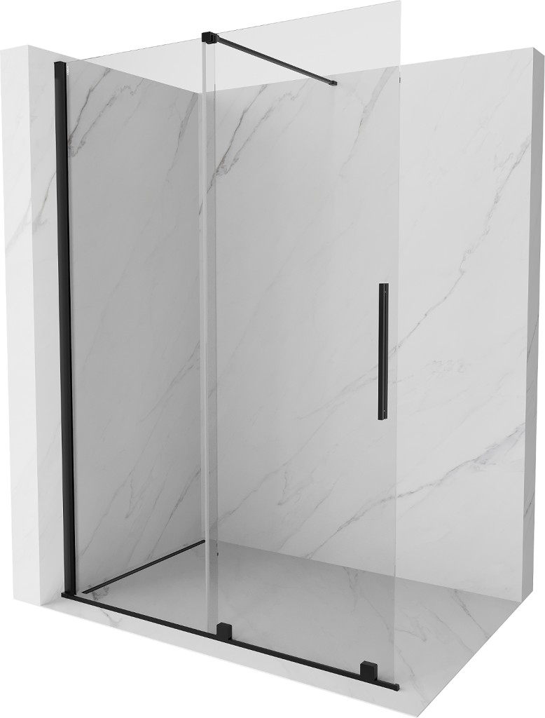 MEXEN/S Velar posuvné sprchové dveře Walk-in 130, transparent, černá 871-130-000-03-70