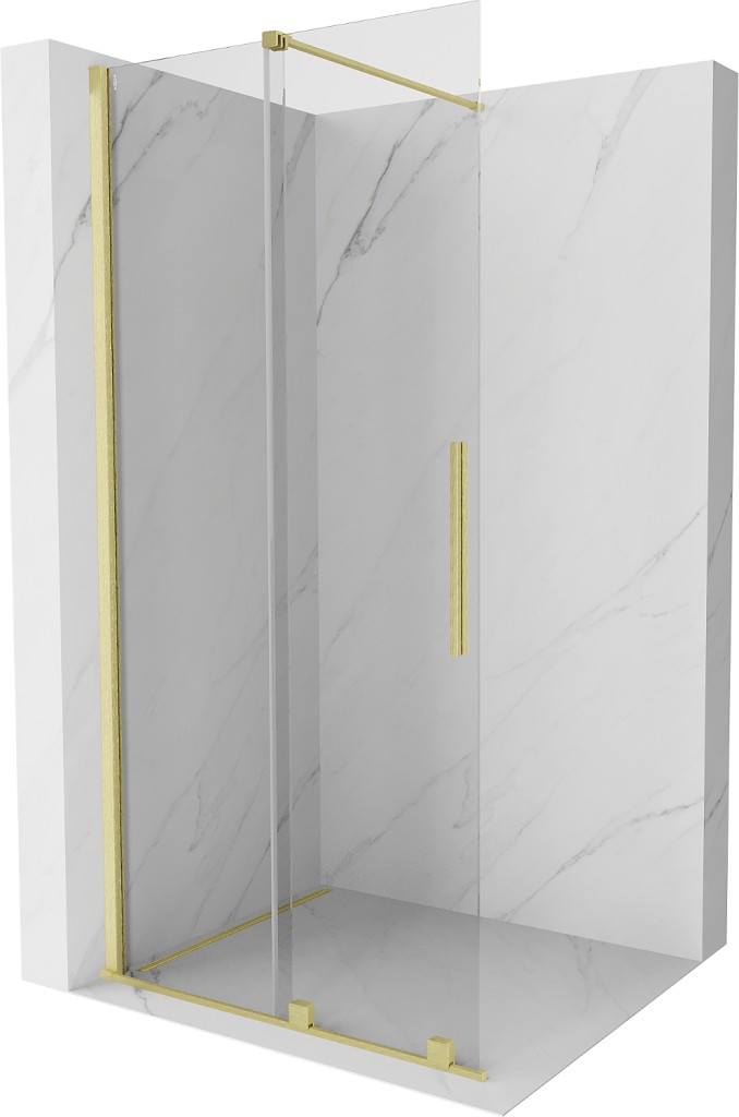 MEXEN/S Velar posuvné sprchové dveře Walk-in 85, transparent, zlatá kartáčovaná 871-085-000-03-55