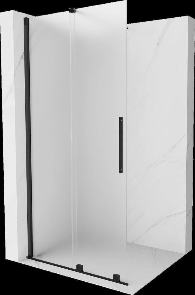 MEXEN/S Velar Sprchová zástěna posuvná Walk-in 110 x 200, dekor 8 mm, černá 871-110-000-33-70