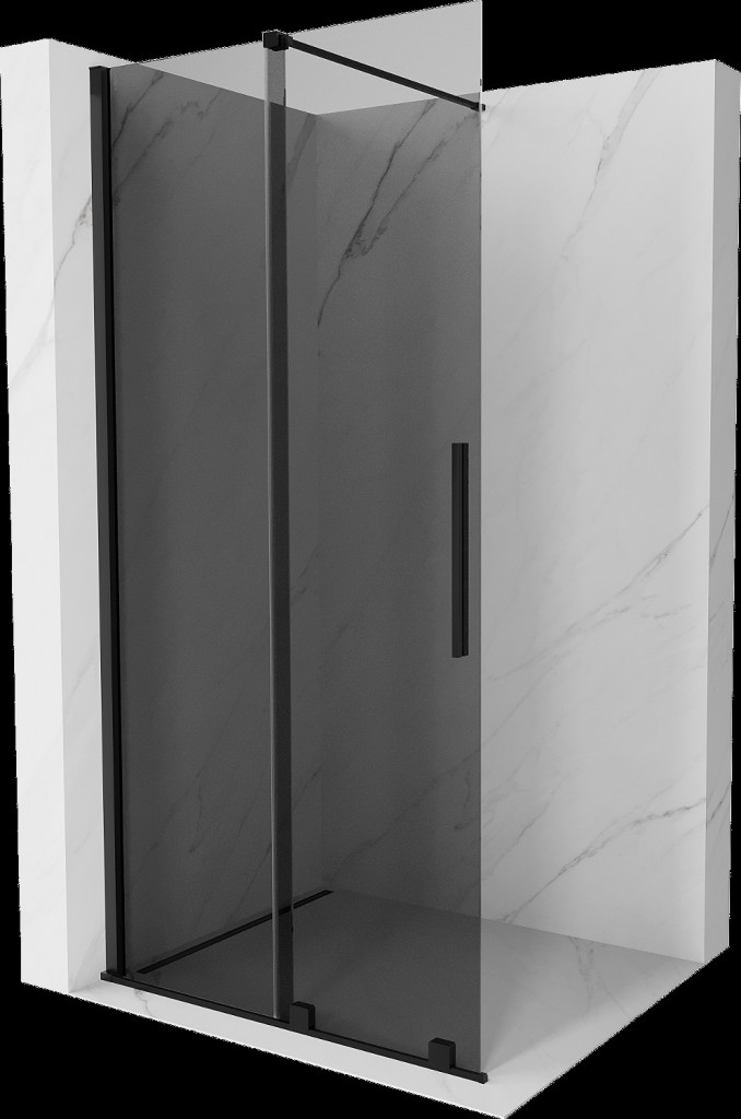 MEXEN/S Velar Sprchová zástěna posuvná Walk-in 110 x 200, grafit 8 mm, černá 871-110-000-43-70