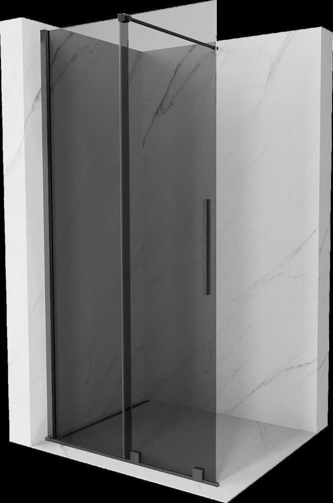MEXEN/S Velar Sprchová zástěna posuvná Walk-in 110 x 200, grafit 8 mm, grafit kartáčovaná 871-110-000-43-66