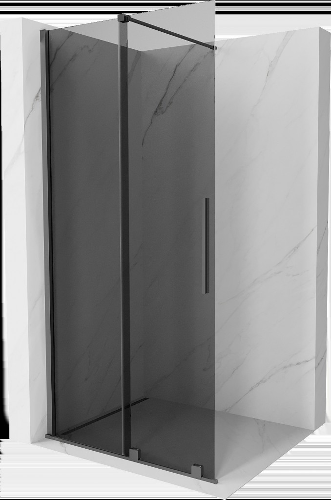 MEXEN/S Velar Sprchová zástěna posuvná Walk-in 110 x 200, grafit 8 mm, grafit metal 871-110-000-43-95