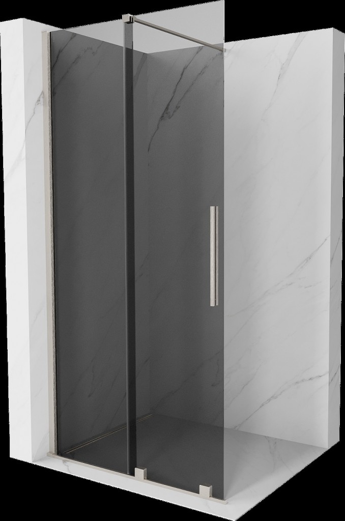 MEXEN/S Velar Sprchová zástěna posuvná Walk-in 110 x 200, grafit 8 mm, nikl kartáčovaná 871-110-000-43-97