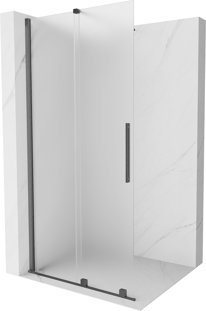 MEXEN/S Velar Sprchová zástěna posuvná Walk-in 120 x 200, dekor 8 mm, grafit kartáčovaná 871-120-000-33-66