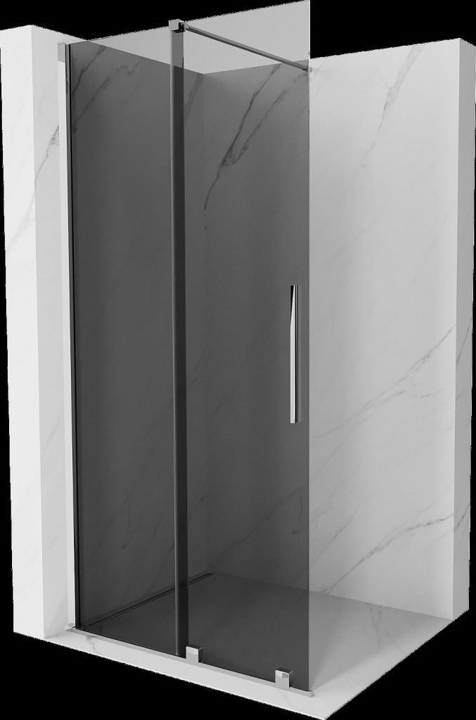 MEXEN/S Velar Sprchová zástěna posuvná Walk-in 120 x 200, grafit 8 mm, chrom 871-120-000-43-01