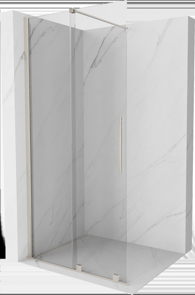 MEXEN/S Velar Sprchová zástěna posuvná Walk-in 120 x 200, transparent 8 mm, nikl kartáčovaný 871-120-000-03-97