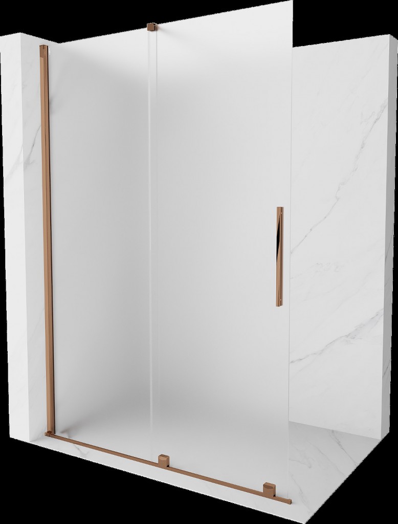 MEXEN/S Velar Sprchová zástěna posuvná Walk-in 130 x 200, dekor 8 mm, růžové zlato 871-130-000-33-60