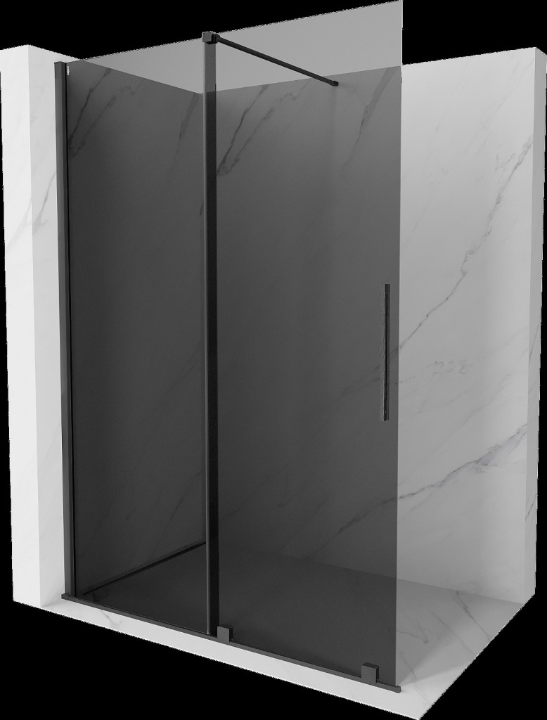 MEXEN/S Velar Sprchová zástěna posuvná Walk-in 130 x 200, grafit 8 mm, grafit kartáčovaná 871-130-000-43-66