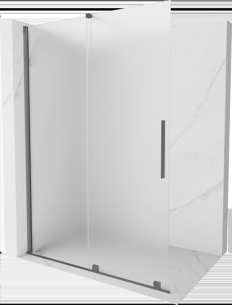 MEXEN/S Velar Sprchová zástěna posuvná Walk-in 140 x 200, dekor 8 mm, grafit metal 871-140-000-33-95