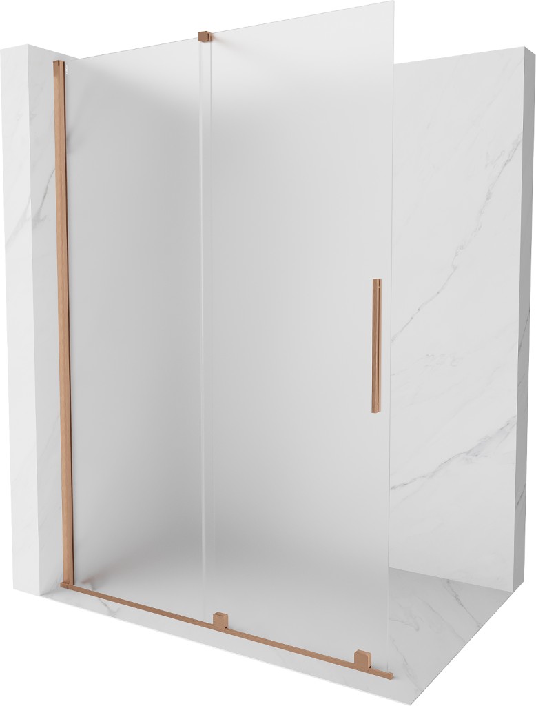MEXEN/S Velar Sprchová zástěna posuvná Walk-in 140 x 200, dekor 8 mm, měď kartáčovaná 871-140-000-33-65