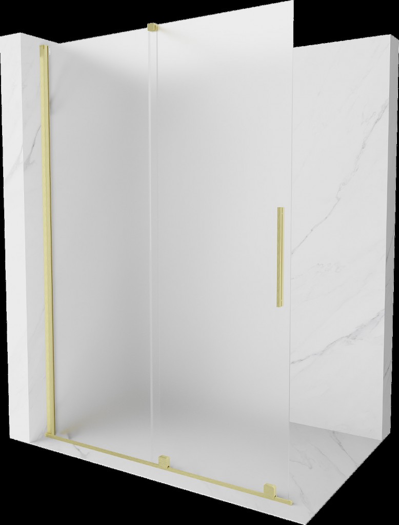 MEXEN/S Velar Sprchová zástěna posuvná Walk-in 140 x 200, dekor 8 mm, zlato kartáčovaná 871-140-000-33-55