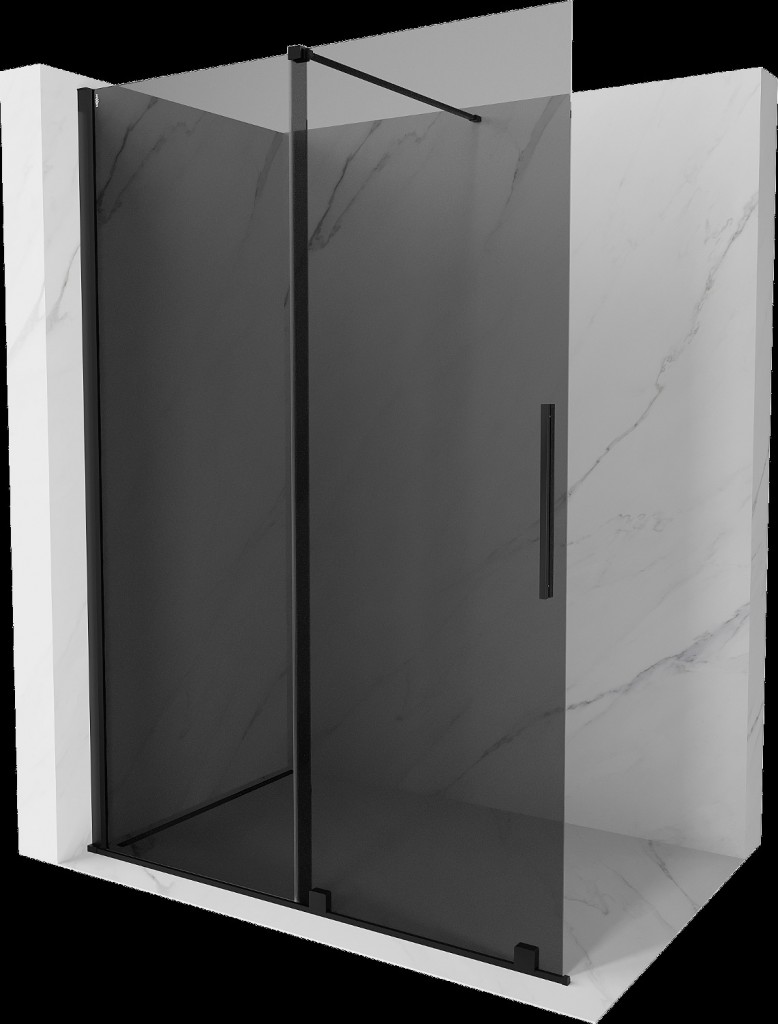 MEXEN/S Velar Sprchová zástěna posuvná Walk-in 140 x 200, grafit 8 mm, černá 871-140-000-43-70