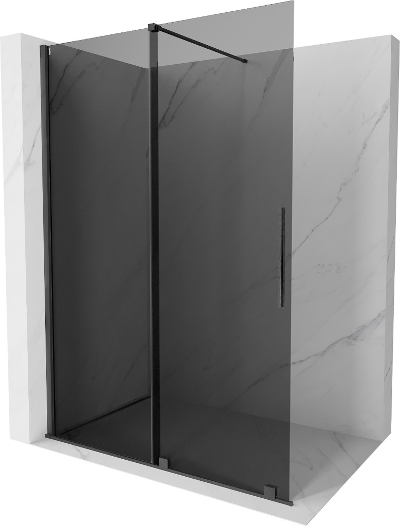 MEXEN/S Velar Sprchová zástěna posuvná Walk-in 140 x 200, grafit 8 mm, grafit kartáčovaná 871-140-000-43-66