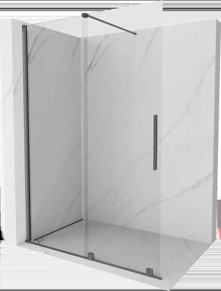 MEXEN/S Velar Sprchová zástěna posuvná Walk-in 140 x 200, transparent 8 mm, grafit metal 871-140-000-03-95