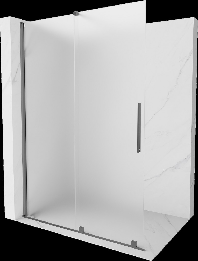 MEXEN/S Velar Sprchová zástěna posuvná Walk-in 150 x 200, dekor 8 mm, grafit metal 871-150-000-33-95