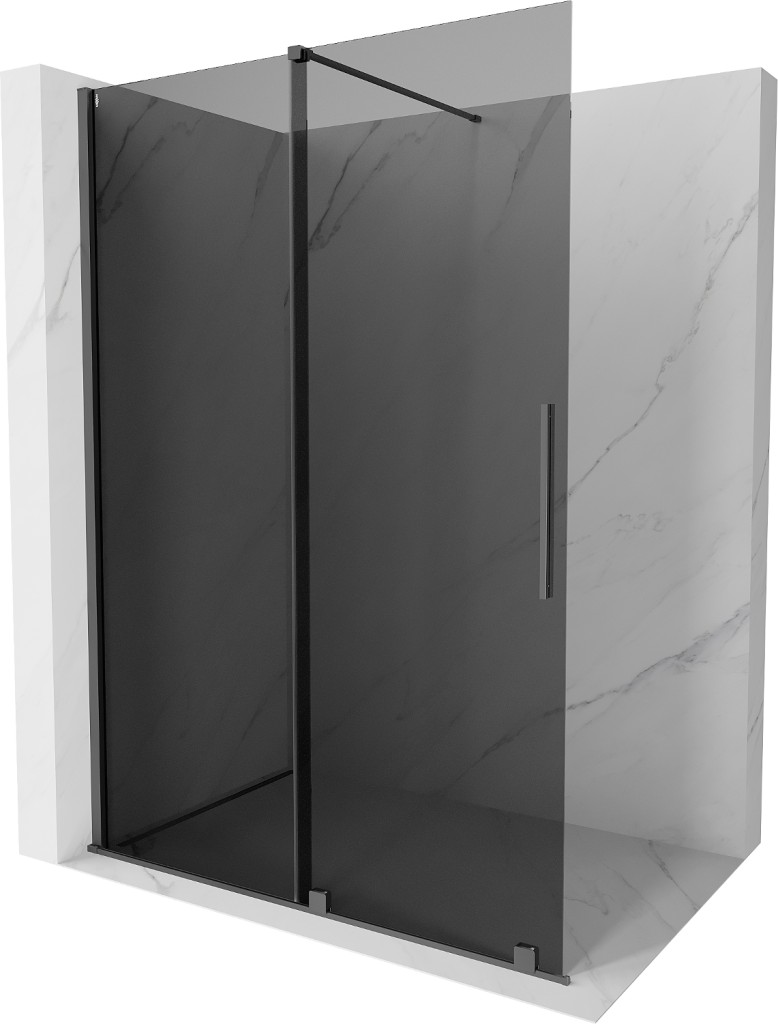 MEXEN/S Velar Sprchová zástěna posuvná Walk-in 150 x 200, grafit 8 mm, grafit metal 871-150-000-43-95