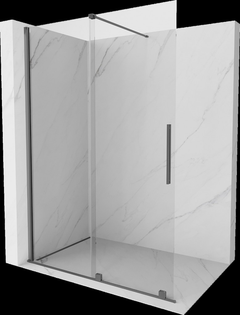 MEXEN/S Velar Sprchová zástěna posuvná Walk-in 150 x 200, transparent 8 mm, grafit metal 871-150-000-03-95