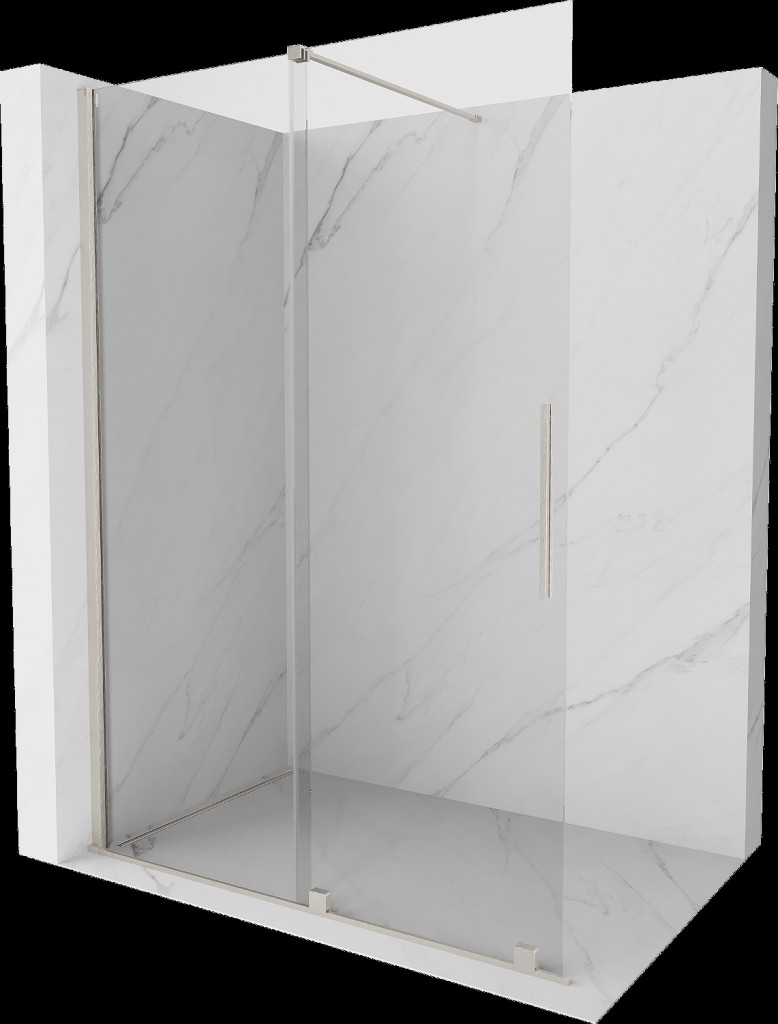 MEXEN/S Velar Sprchová zástěna posuvná Walk-in 150 x 200, transparent 8 mm, nikl kartáčovaný 871-150-000-03-97