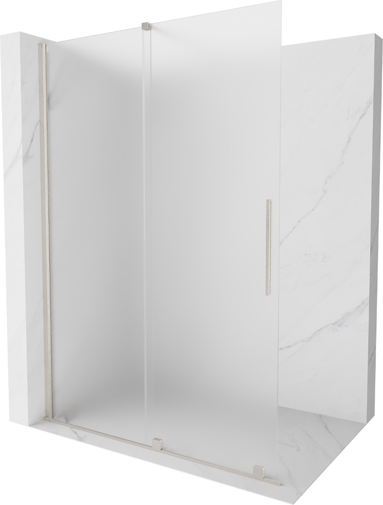 MEXEN/S Velar Sprchová zástěna posuvná Walk-in 160 x 200, dekor 8 mm, nikl kartáčovaná 871-160-000-33-97