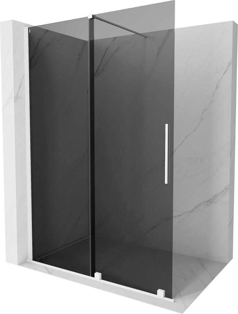 MEXEN/S Velar Sprchová zástěna posuvná Walk-in 160 x 200, grafit 8 mm, bílá 871-160-000-43-20