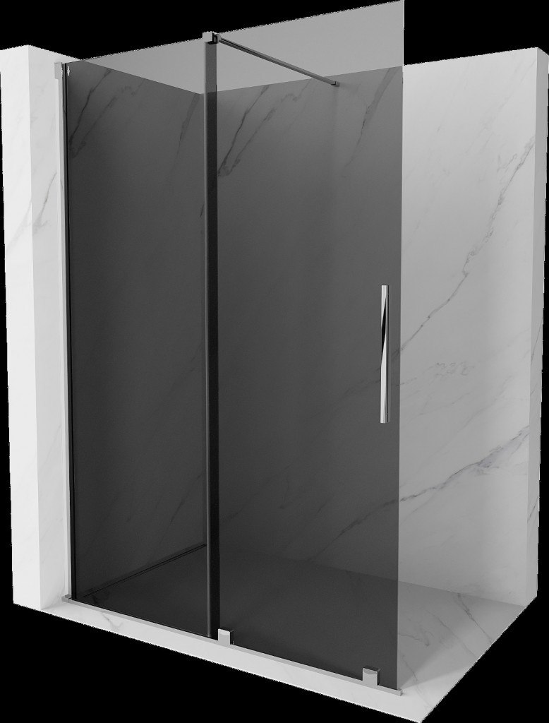 MEXEN/S Velar Sprchová zástěna posuvná Walk-in 160 x 200, grafit 8 mm, chrom 871-160-000-43-01