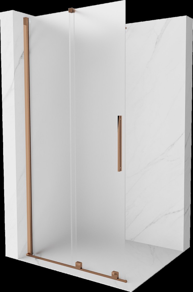 MEXEN/S Velar Sprchová zástěna posuvná Walk-in 70 x 200, dekor 8 mm, růžové zlato 871-070-000-33-60