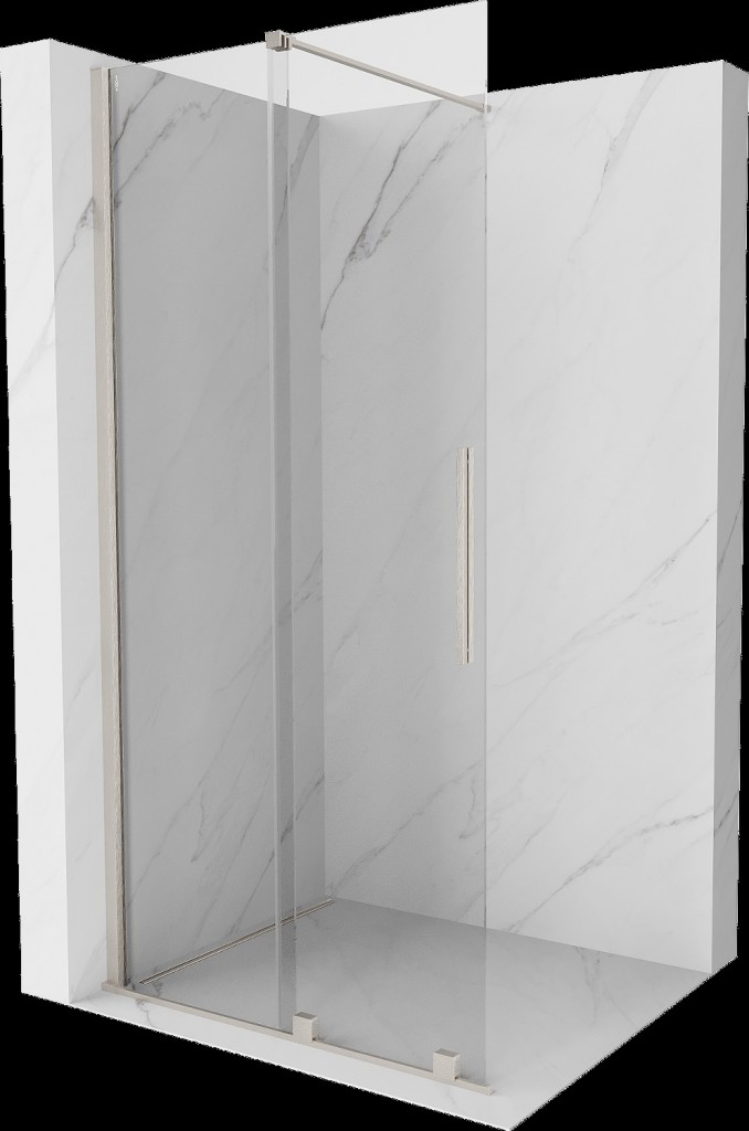 MEXEN/S Velar Sprchová zástěna posuvná Walk-in 75 x 200, transparent 8 mm, nikl kartáčovaný 871-075-000-03-97
