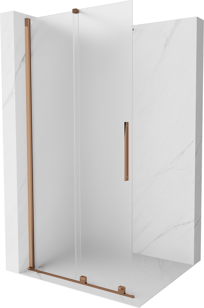 MEXEN/S Velar Sprchová zástěna posuvná Walk-in 85 x 200, dekor 8 mm, růžové zlato 871-085-000-33-60