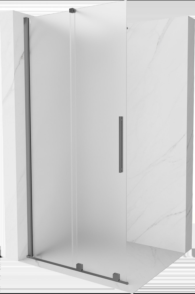 MEXEN/S Velar Sprchová zástěna posuvná Walk-in 90 x 200, dekor 8 mm, grafit metal 871-090-000-33-95