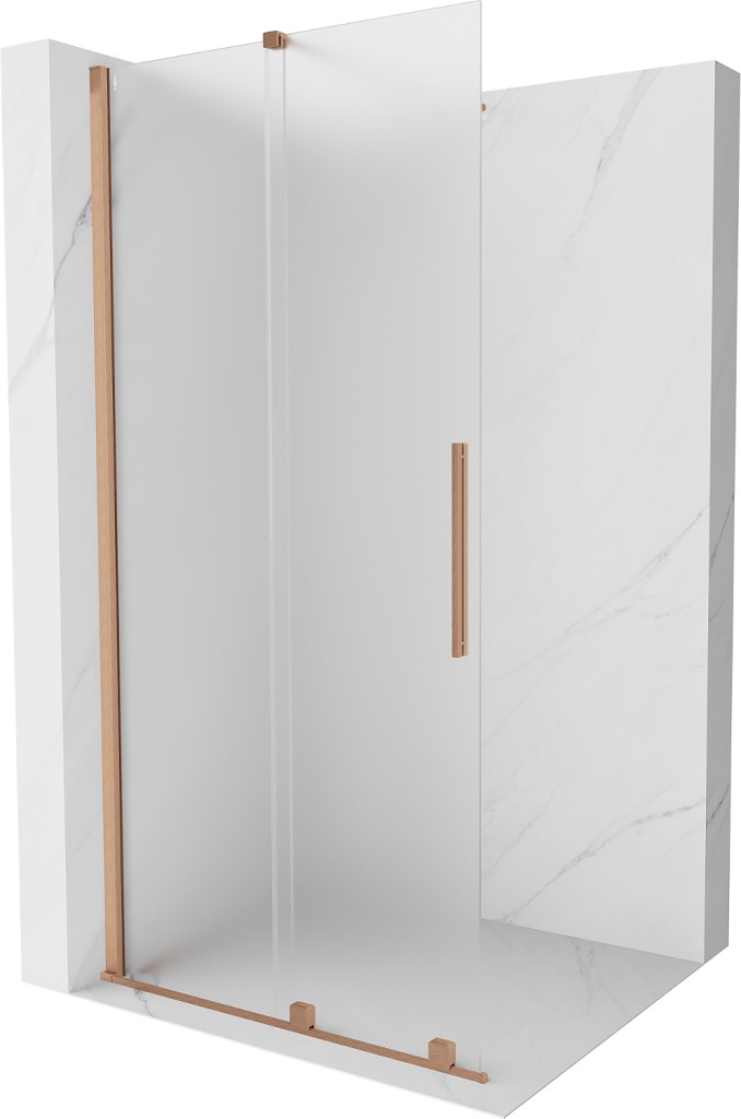 MEXEN/S Velar Sprchová zástěna posuvná Walk-in 90 x 200, dekor 8 mm, měď kartáčovaná 871-090-000-33-65