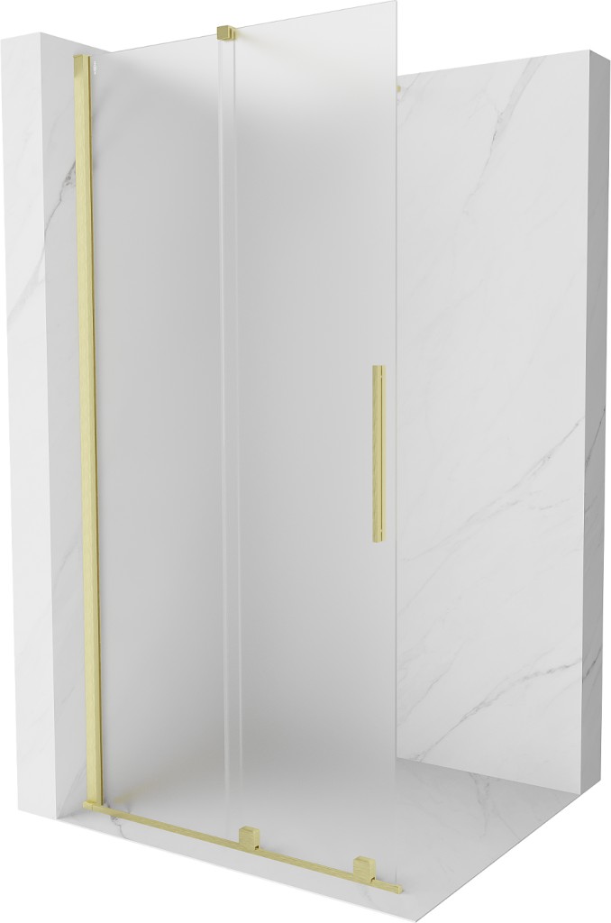 MEXEN/S Velar Sprchová zástěna posuvná Walk-in 90 x 200, dekor 8 mm, zlato kartáčovaná 871-090-000-33-55