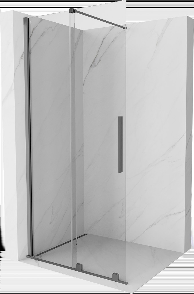 MEXEN/S Velar Sprchová zástěna posuvná Walk-in 90 x 200, transparent 8 mm, grafit metal 871-090-000-03-95