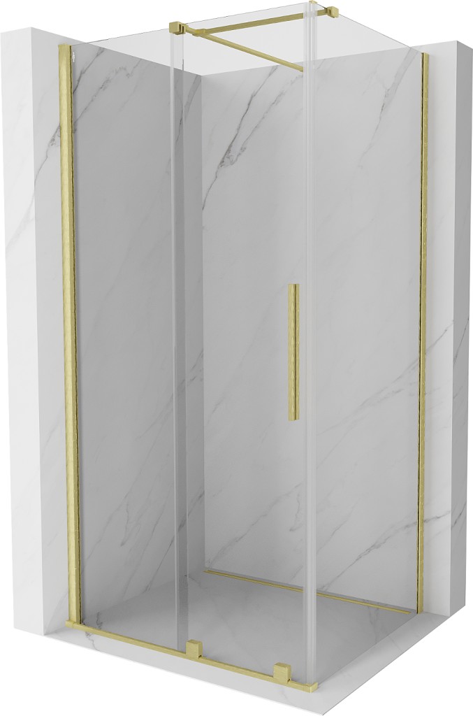 MEXEN/S Velar sprchový kout 110 x 75, transparent, zlatá kartáčovaná 871-110-075-01-55