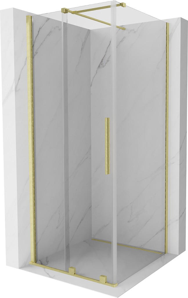 MEXEN/S Velar sprchový kout 120 x 120, transparent, zlatá kartáčovaná 871-120-120-01-55