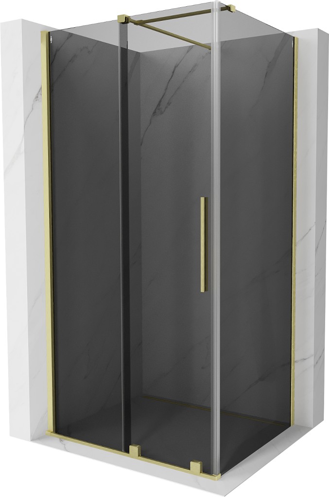 MEXEN/S Velar sprchový kout, posuvné dveře 110 x 75, grafit, zlato kartáčovaná 871-110-075-41-55