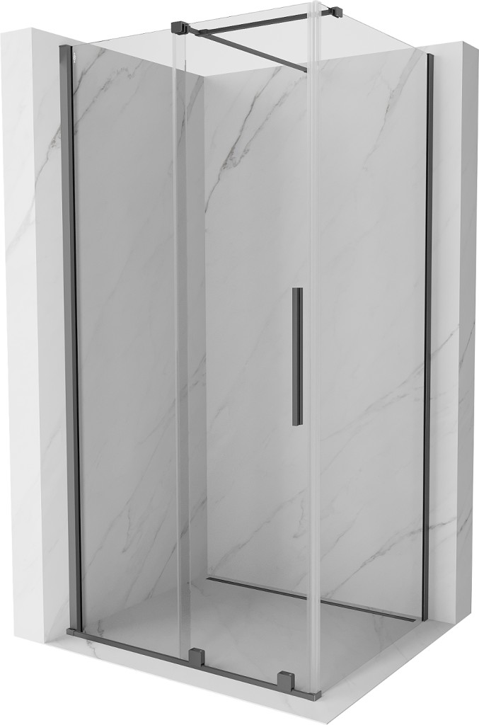 MEXEN/S Velar sprchový kout, posuvné dveře 110 x 75, transparent, grafit metal 871-110-075-01-95