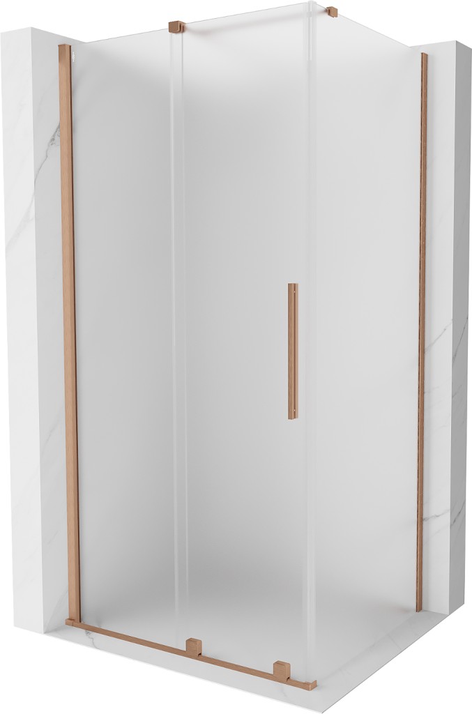 MEXEN/S Velar sprchový kout, posuvné dveře 130 x 100, dekor, měď kartáčovaná 871-130-100-31-65