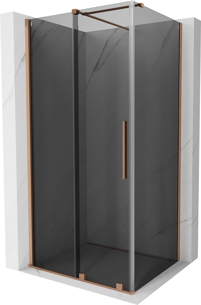 MEXEN/S Velar sprchový kout, posuvné dveře 140 x 90, grafit, měď kartáčovaná 871-140-090-41-65