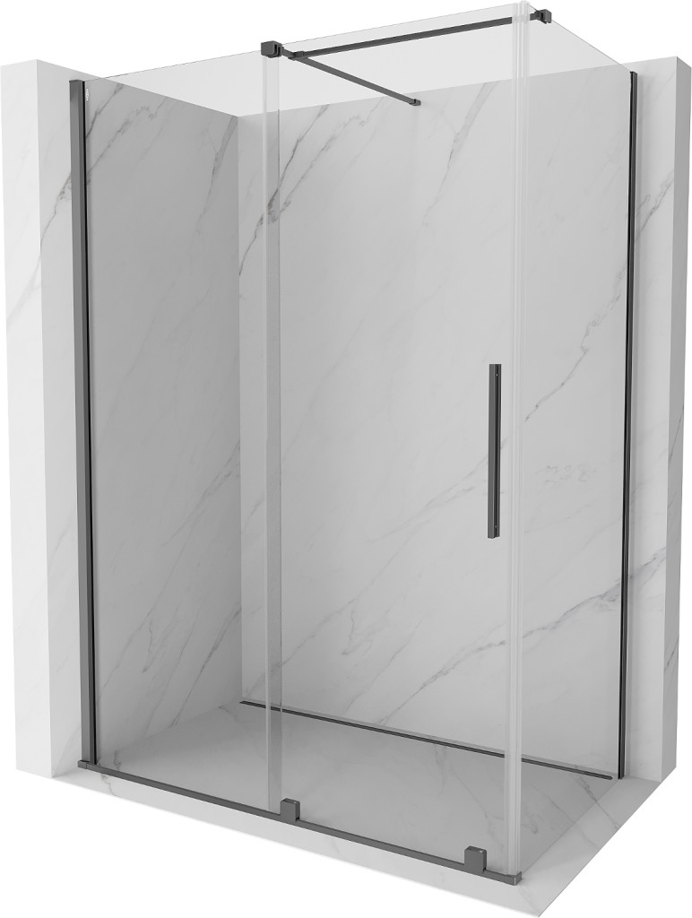 MEXEN/S Velar sprchový kout, posuvné dveře 150 x 90, transparent, grafit metal 871-150-090-01-95
