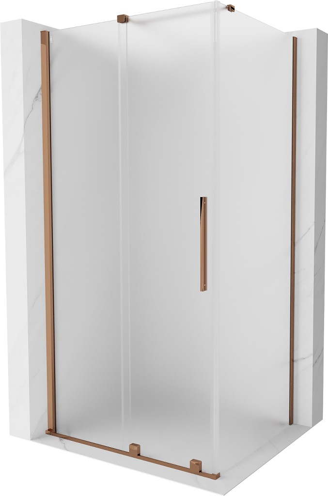 MEXEN/S Velar sprchový kout, posuvné dveře 90 x 70, dekor, růžové zlato 871-090-070-31-60