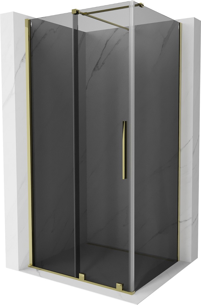 MEXEN/S Velar sprchový kout, posuvné dveře 90 x 75, grafit, zlato 871-090-075-41-50