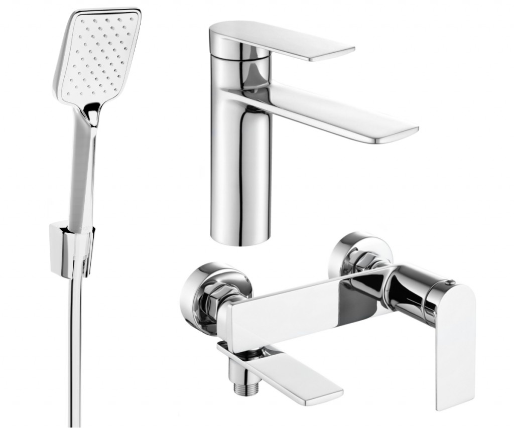 MEXEN/S Zero SET umyvadlová + vanová baterie s příslušenstvím R62, chrom 71103R62-00