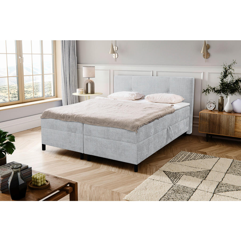 MID.YOU AMERICKÁ POSTEL, 180/200 cm, světle šedá 1