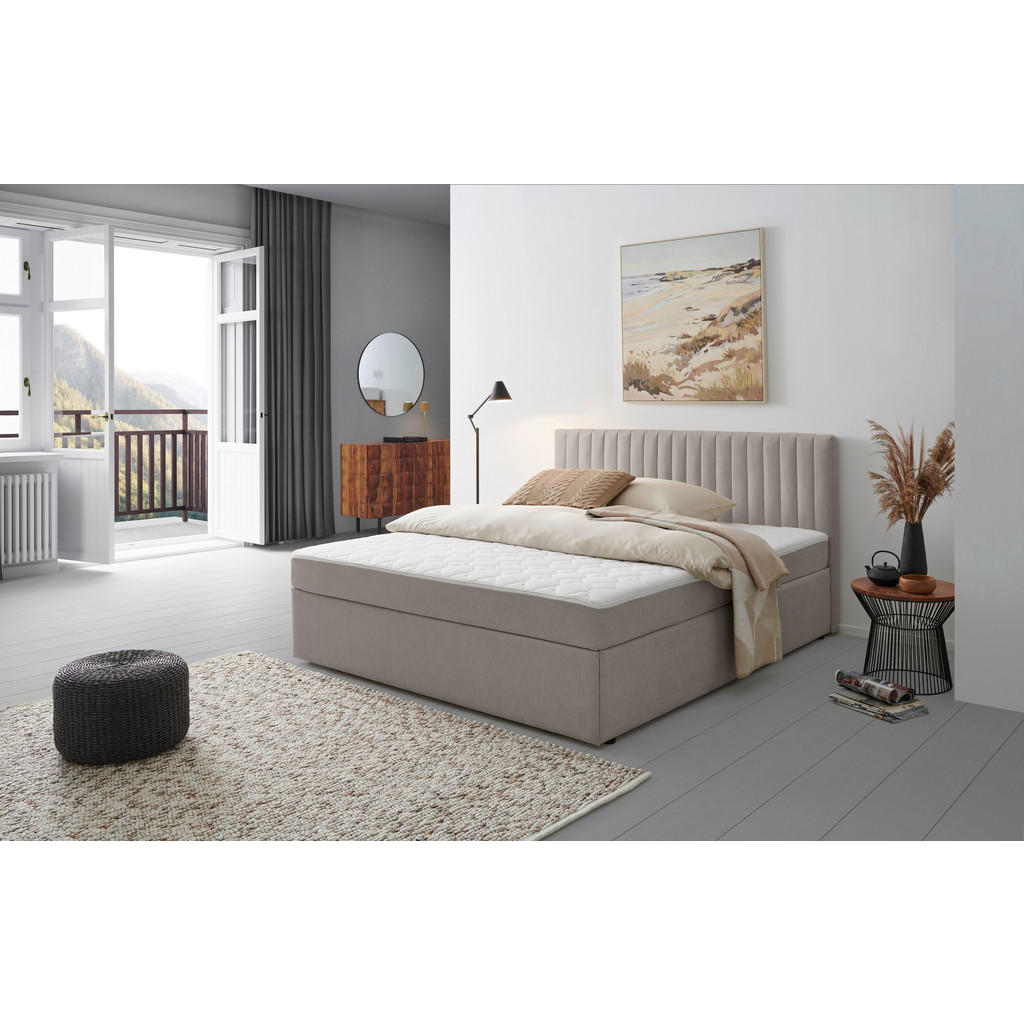 MID.YOU AMERICKÁ POSTEL, 200/200 cm, světle šedá