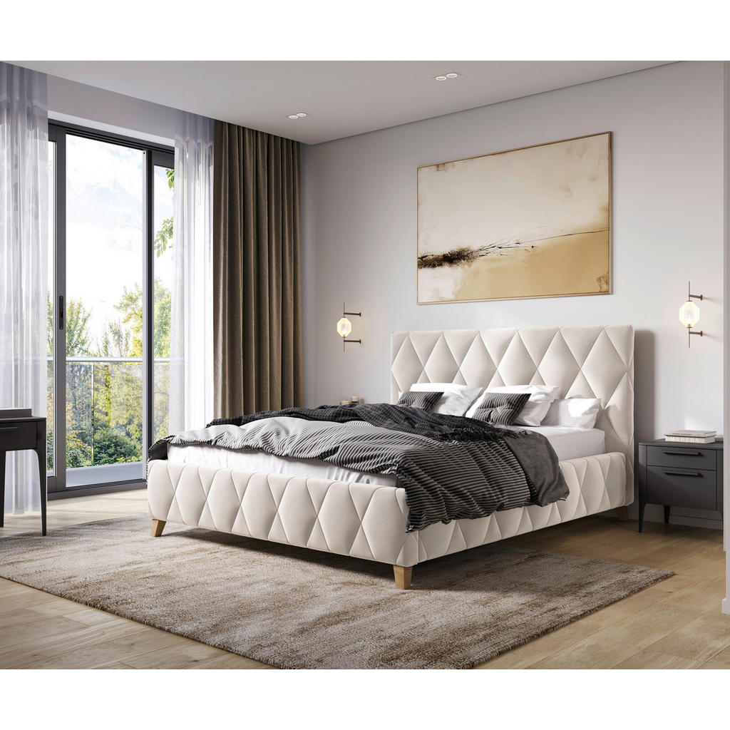 MID.YOU ČALOUNĚNÁ POSTEL, 120/200 cm krémová