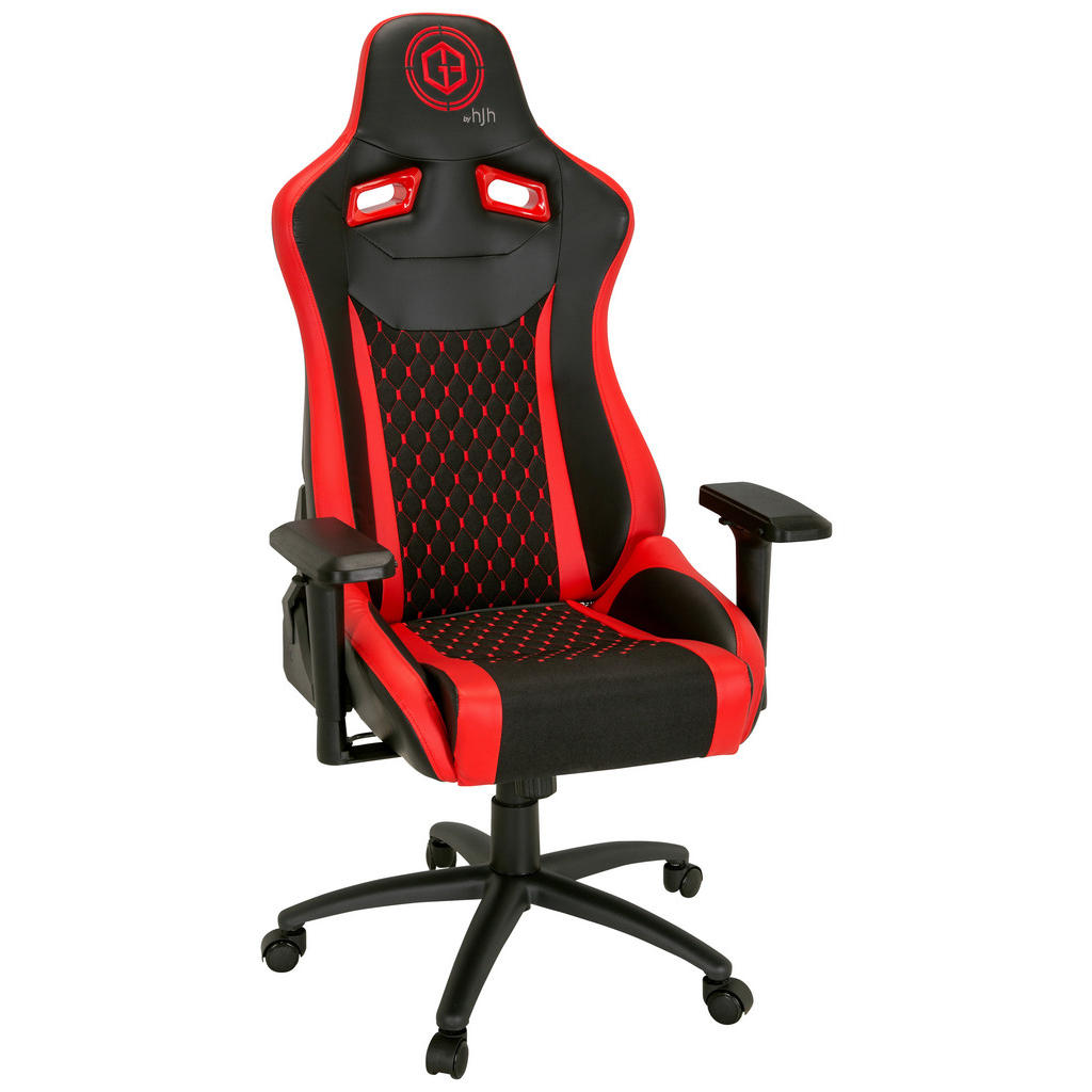 MID.YOU HERNÍ ŽIDLE, vzhled kůže, plochá tkanina, červená, černá